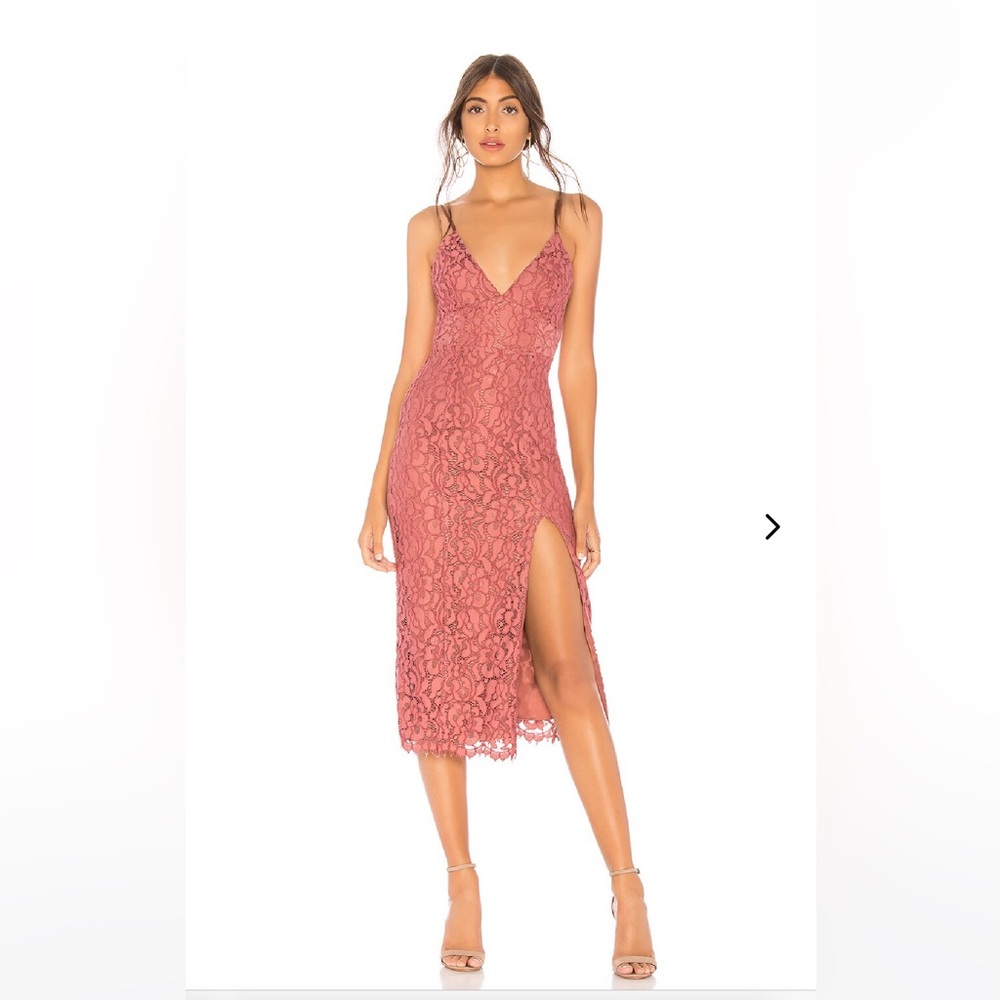 Lovers + Friends Textured Lace Dress in Dusty Rose